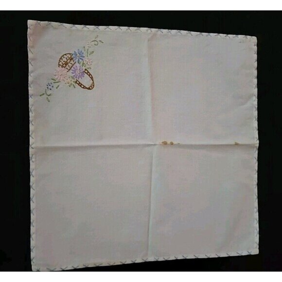 Set Of 5 Vintage hand embroidered Napkins/Hankerchief - Picture 8 of 11